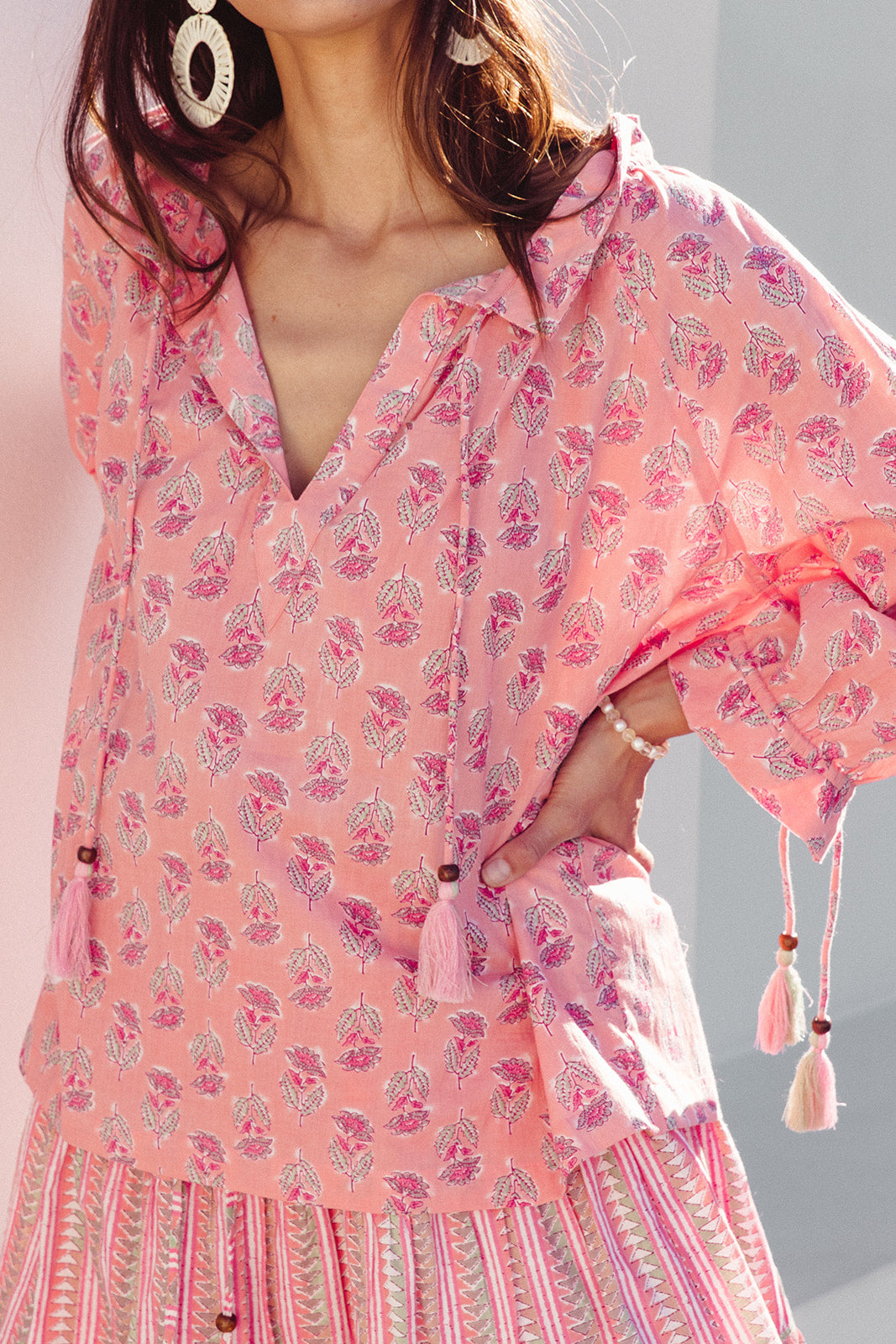 Santorini Top - Summer Rose Print