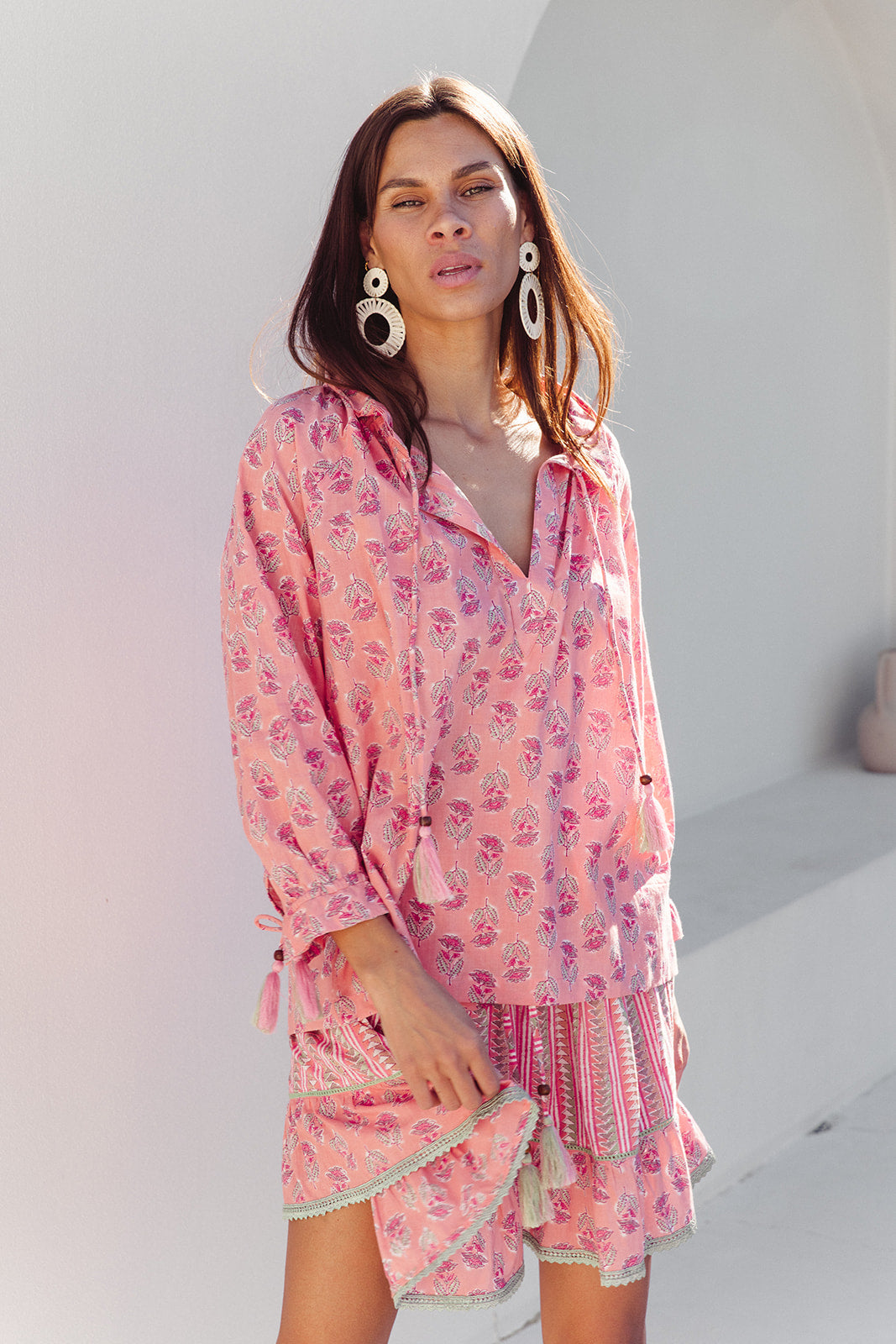 Santorini Top - Summer Rose Print