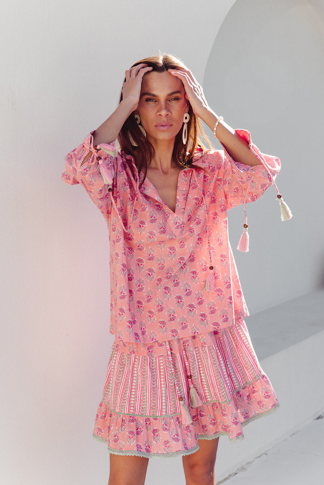Santorini Top - Summer Rose Print