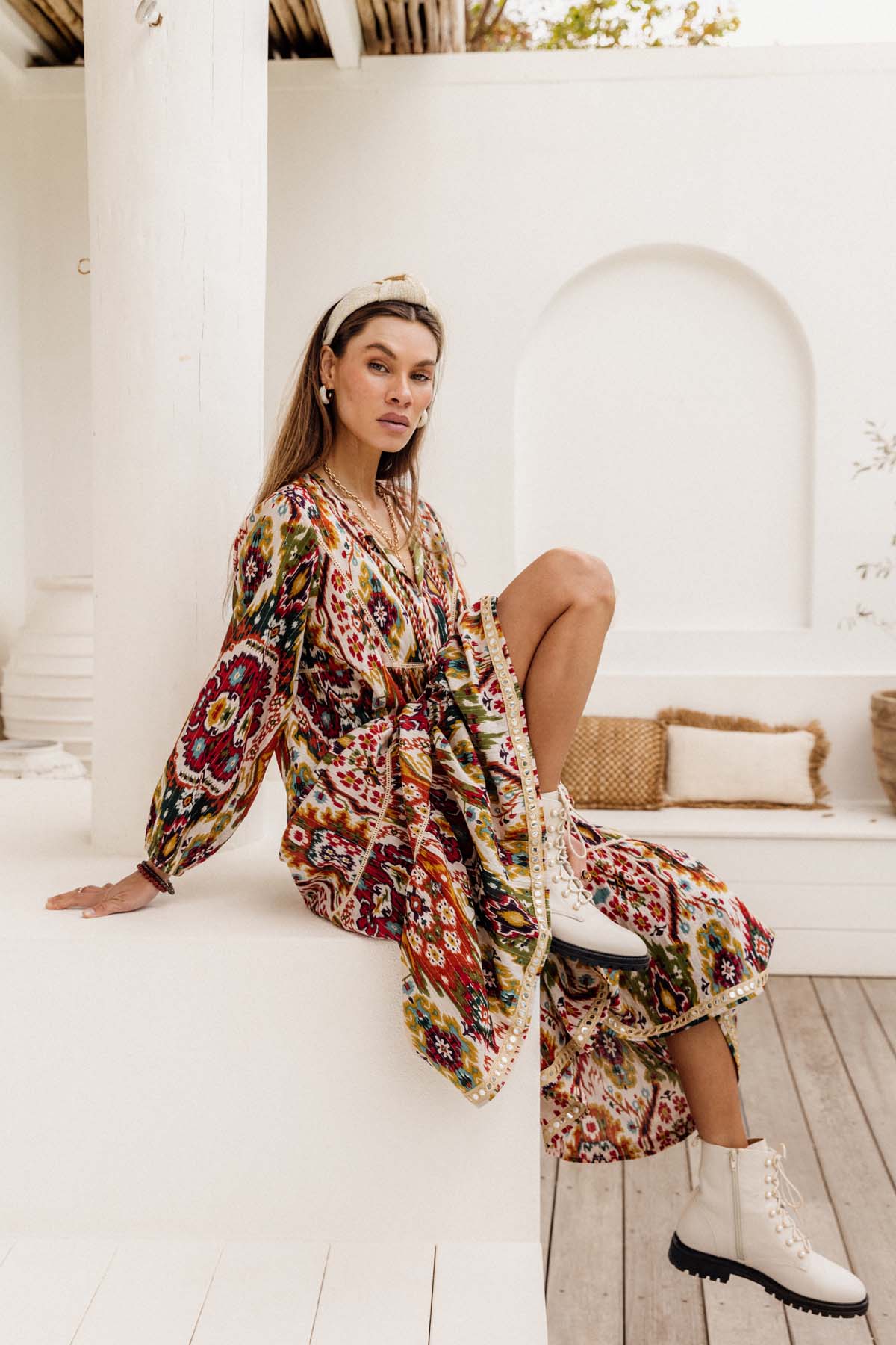 Boho Maxi in Moon Beam Ikat
