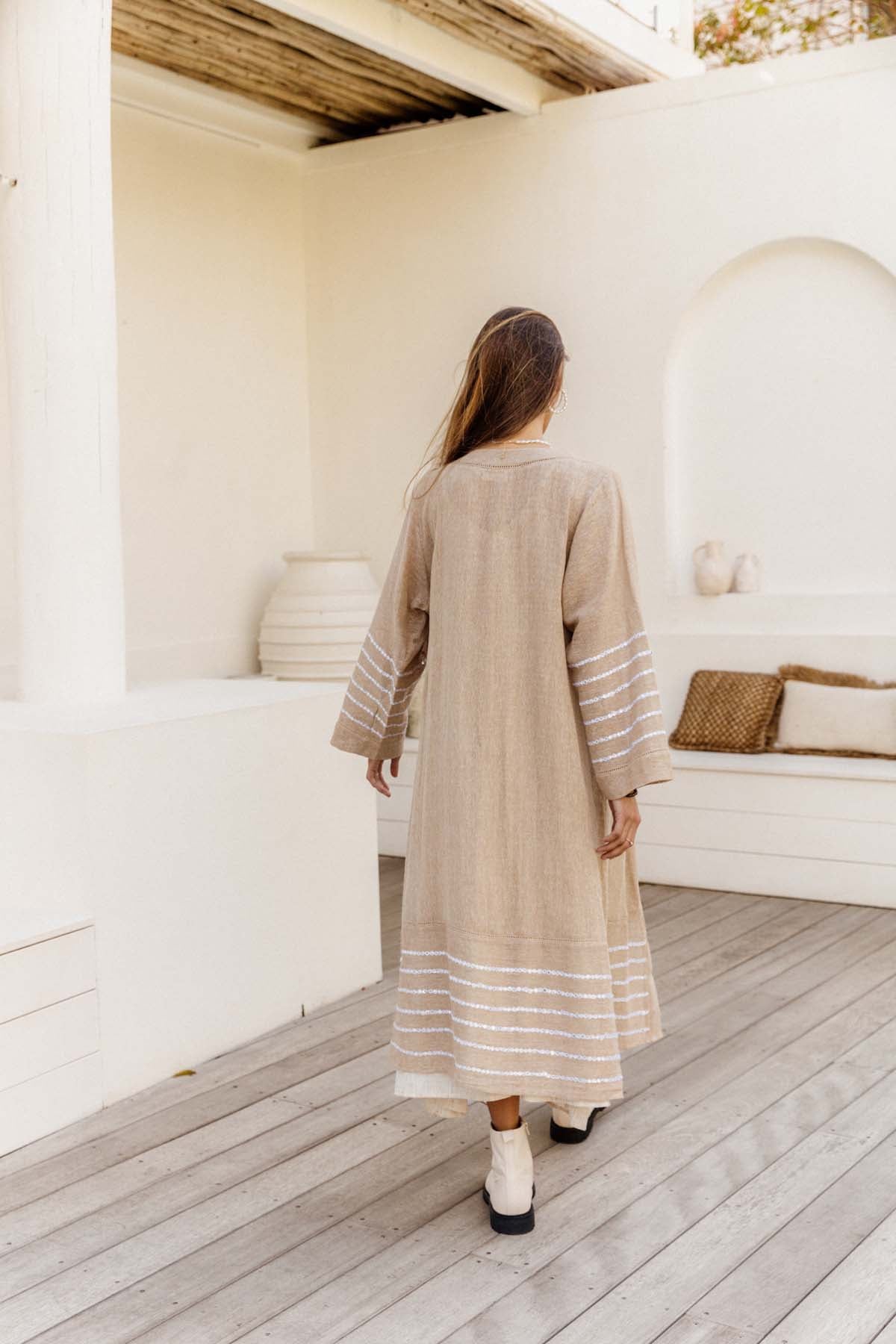 Milos Road Duster - Jute with Embroidery