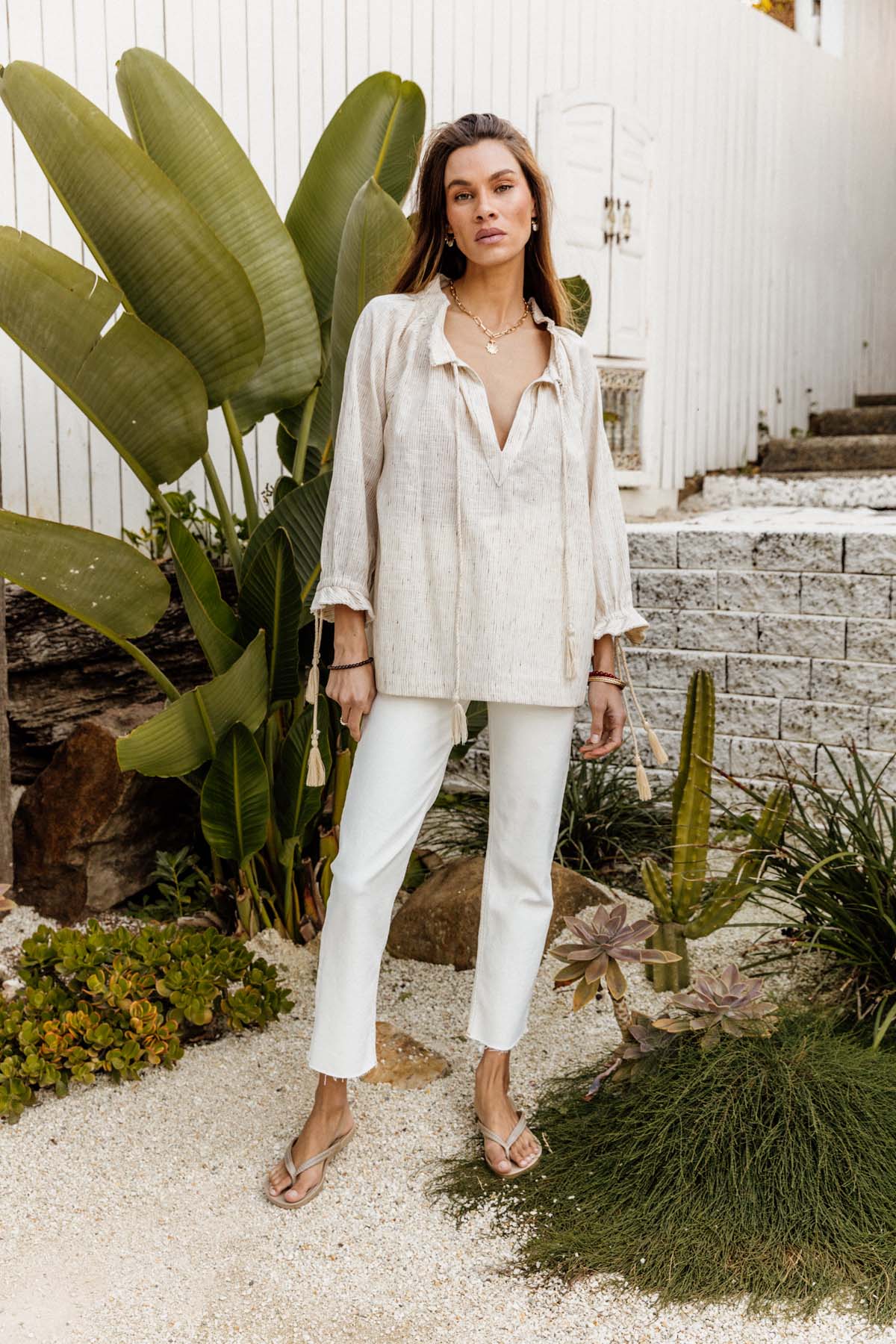 Santorini Top in Biscuit Stripe