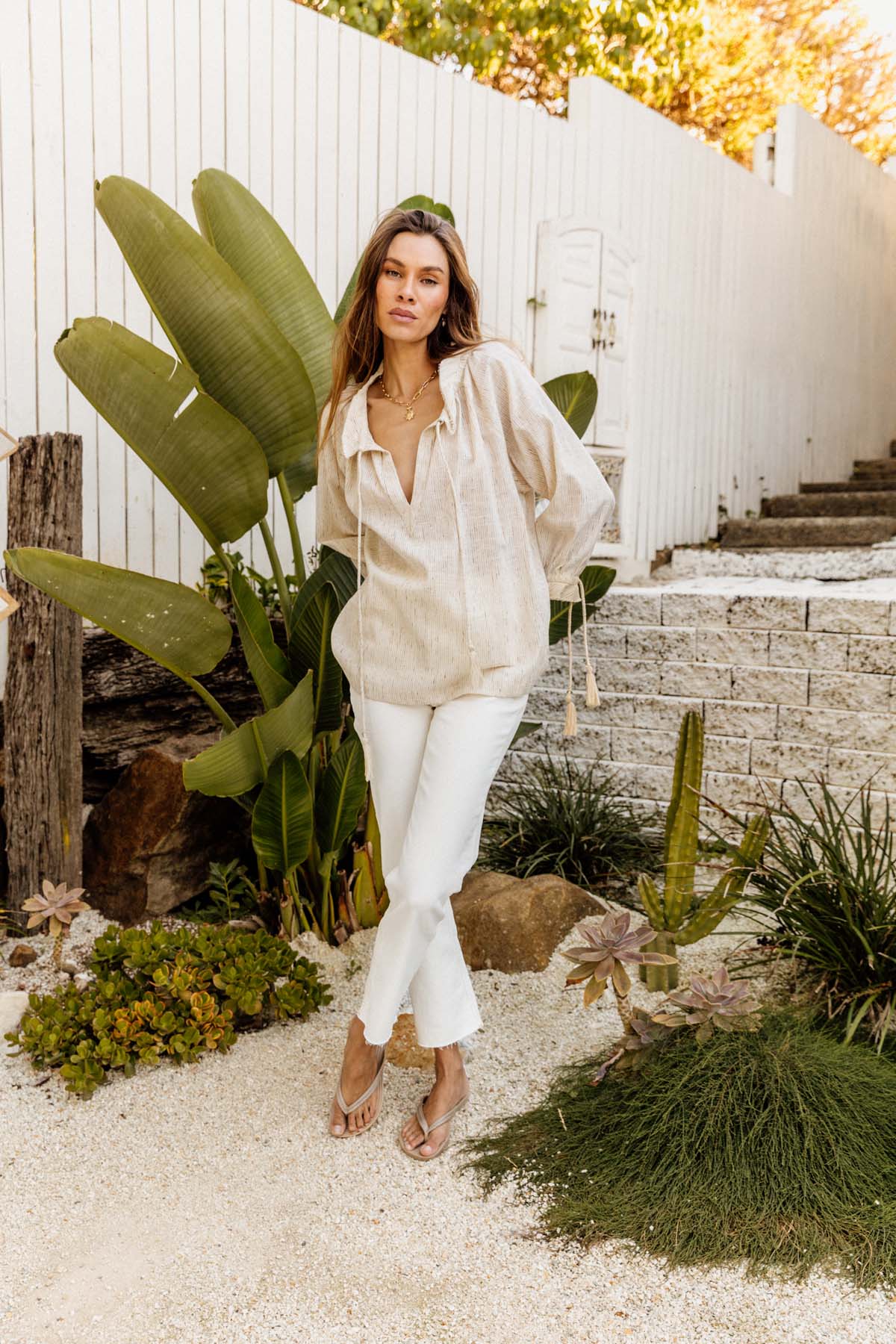 Santorini Top in Biscuit Stripe