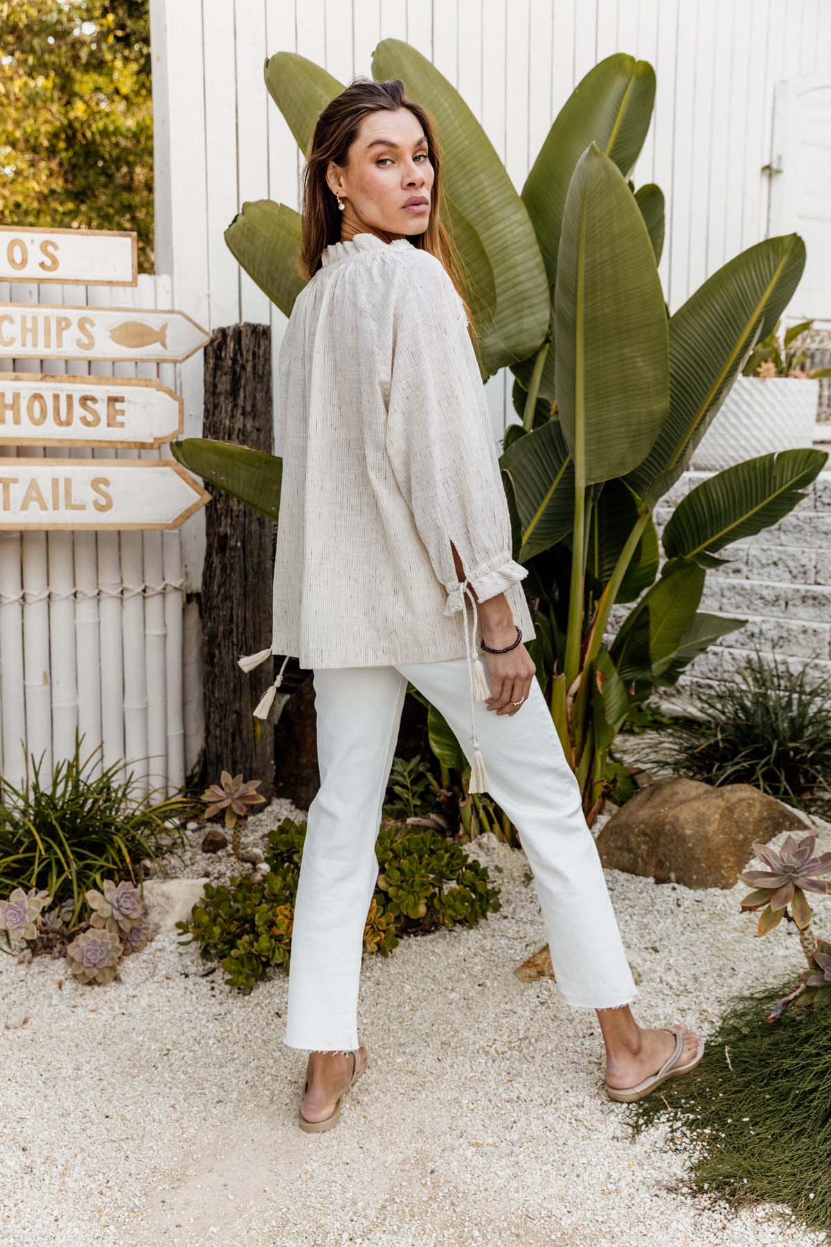 Santorini Top in Biscuit Stripe
