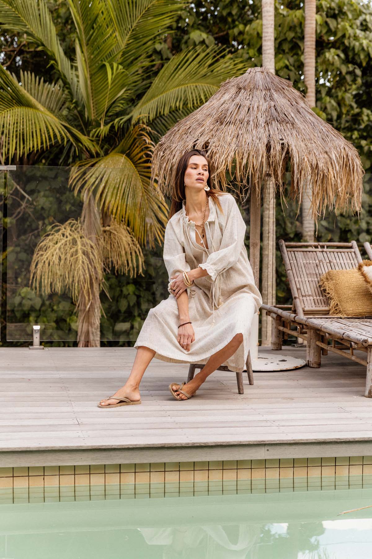 Santorini Dress in Biscuit Stripe