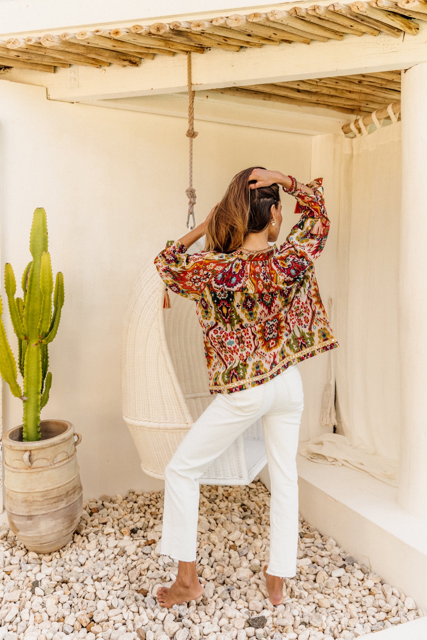 Santorini Top in Moon Beam Ikat