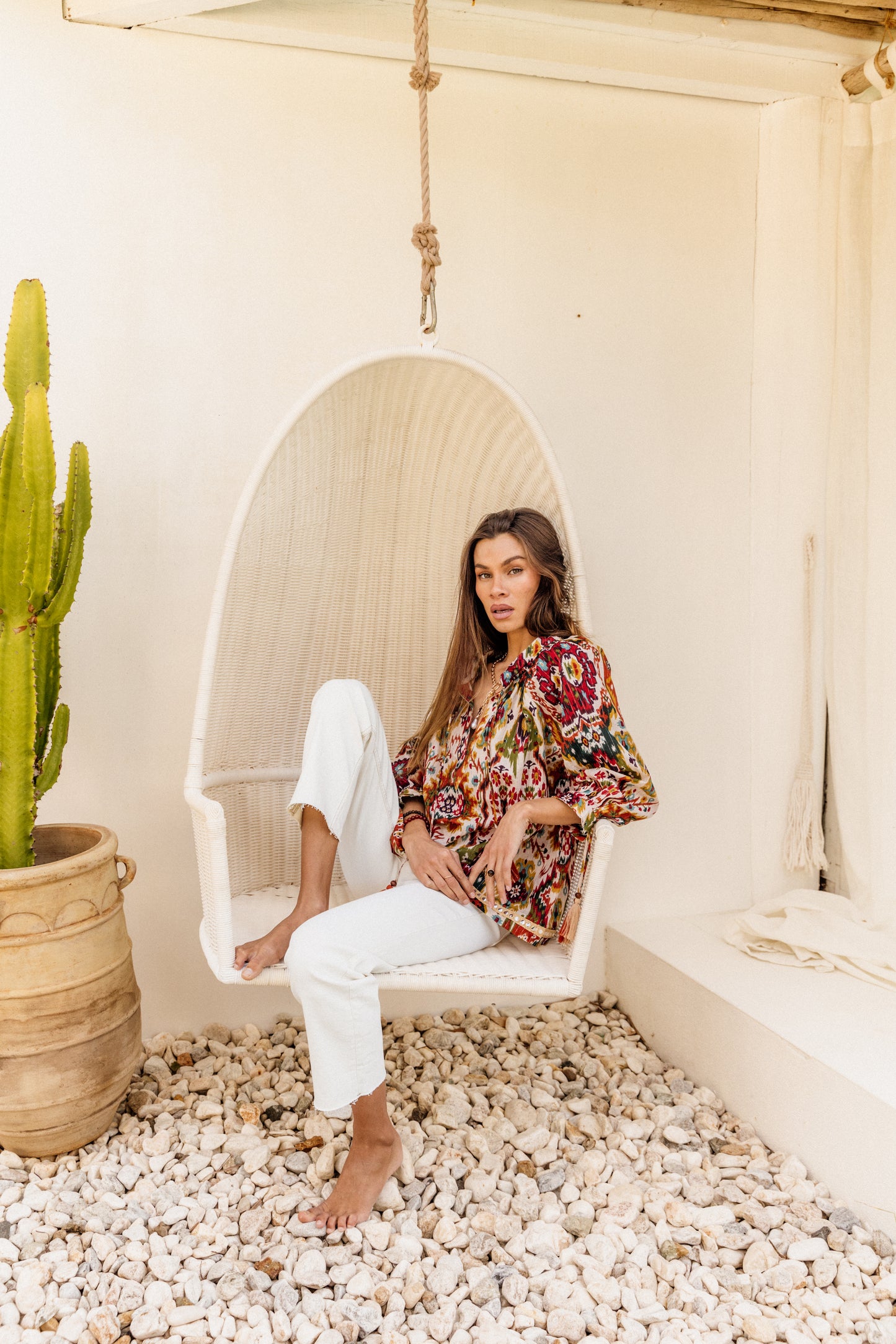 Santorini Top in Moon Beam Ikat