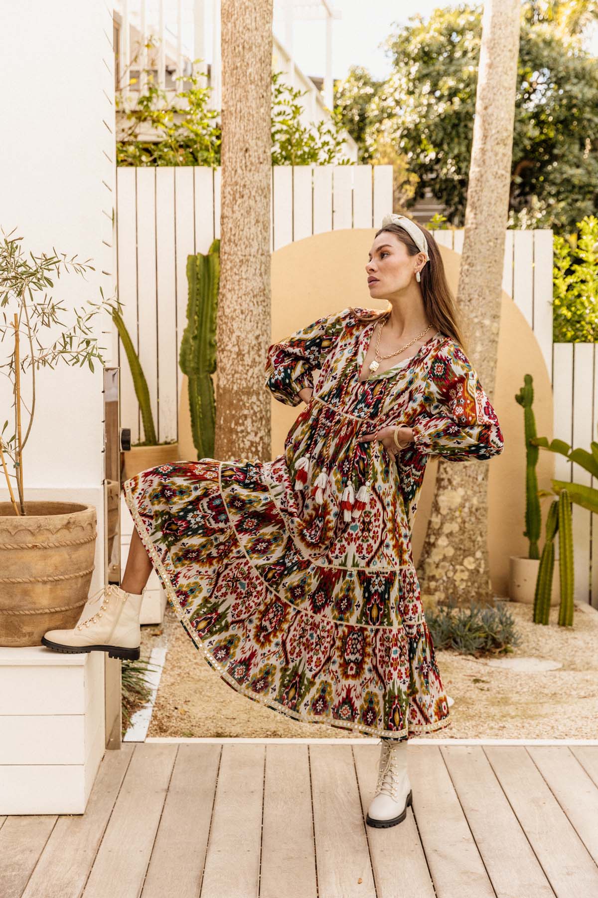 Boho Maxi in Moon Beam Ikat