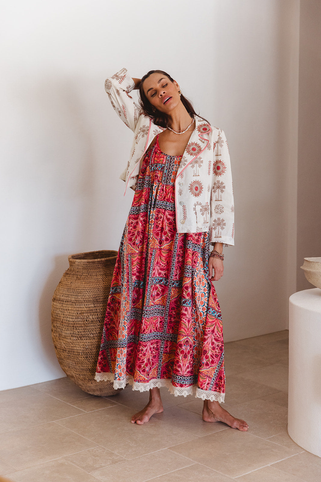 Cameo Short Jacket in Temple Embroidery