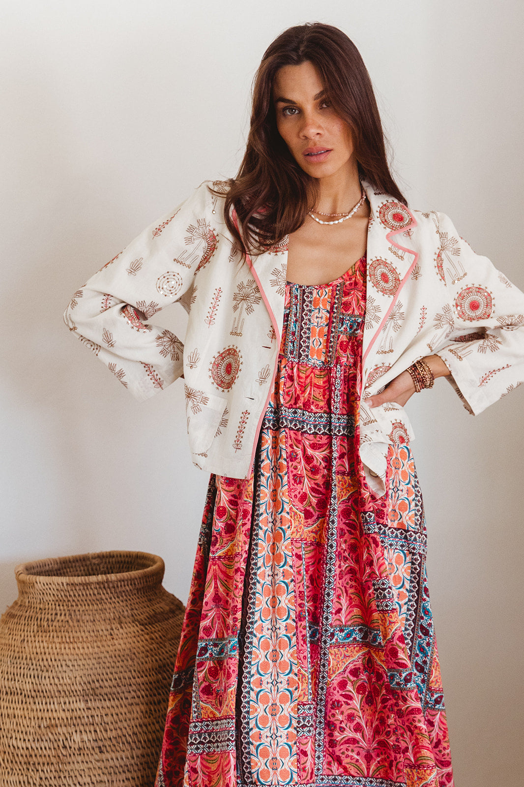 Cameo Short Jacket in Temple Embroidery