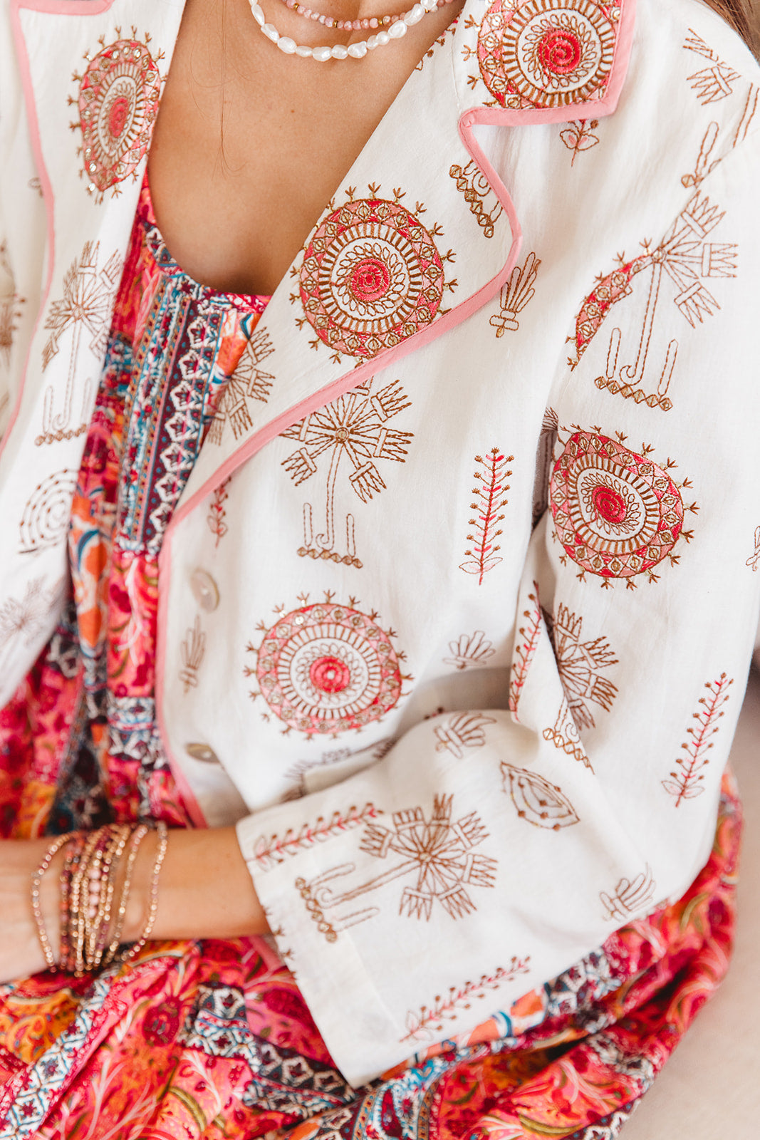Cameo Short Jacket in Temple Embroidery