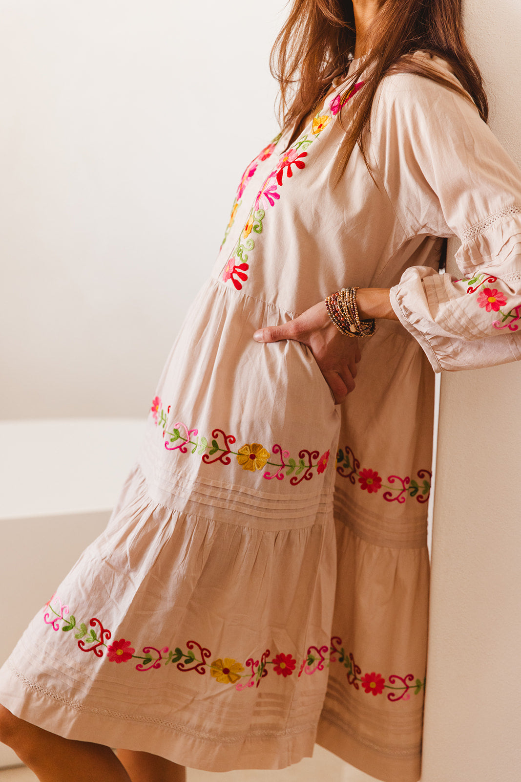 Clover Dress Moon Beam with Aari Embroidery