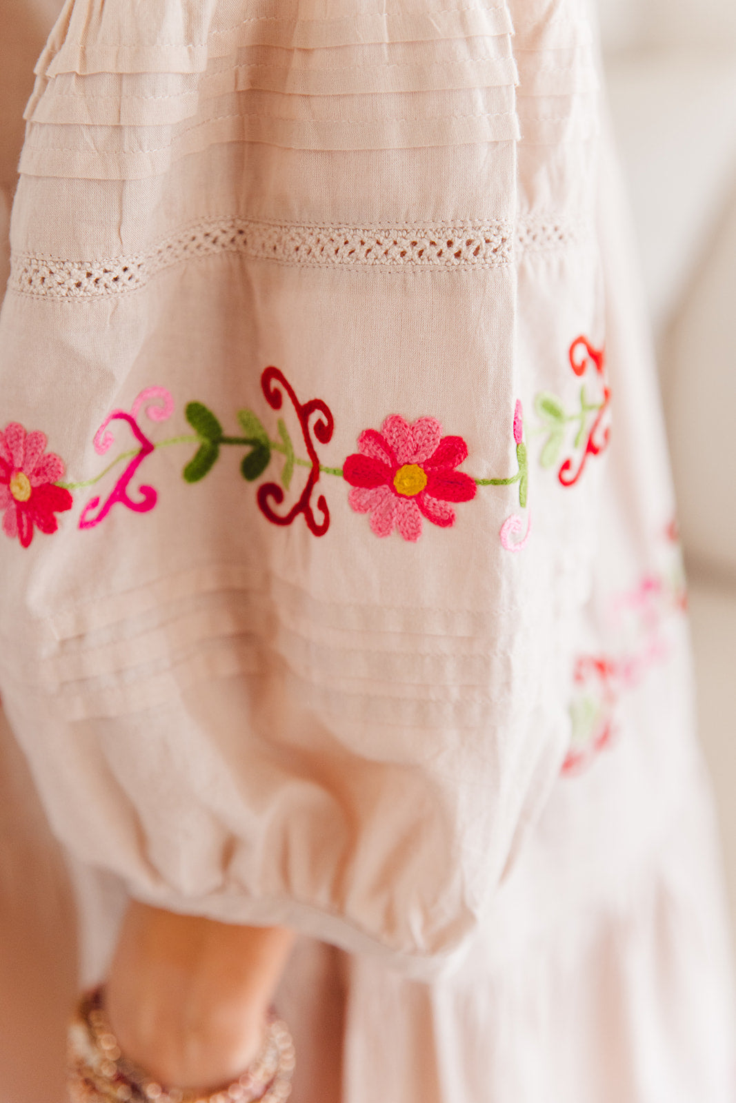 Clover Dress Moon Beam with Aari Embroidery