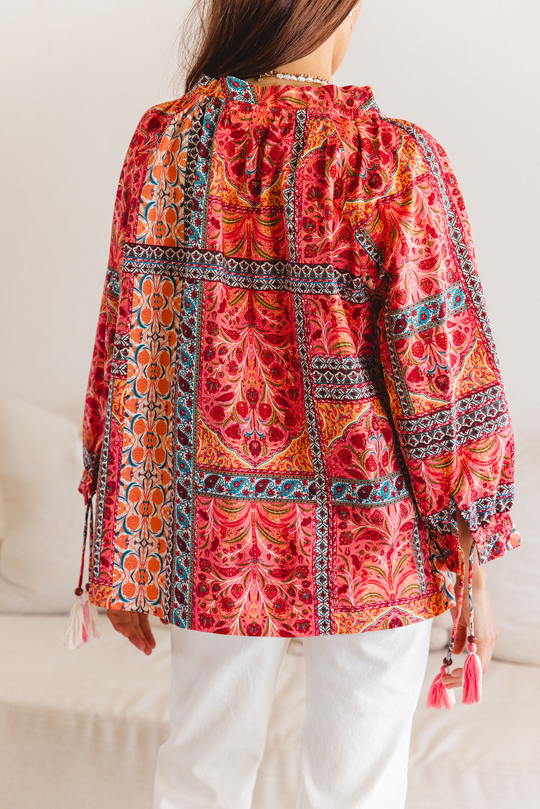 Santorini Top in Temple Print