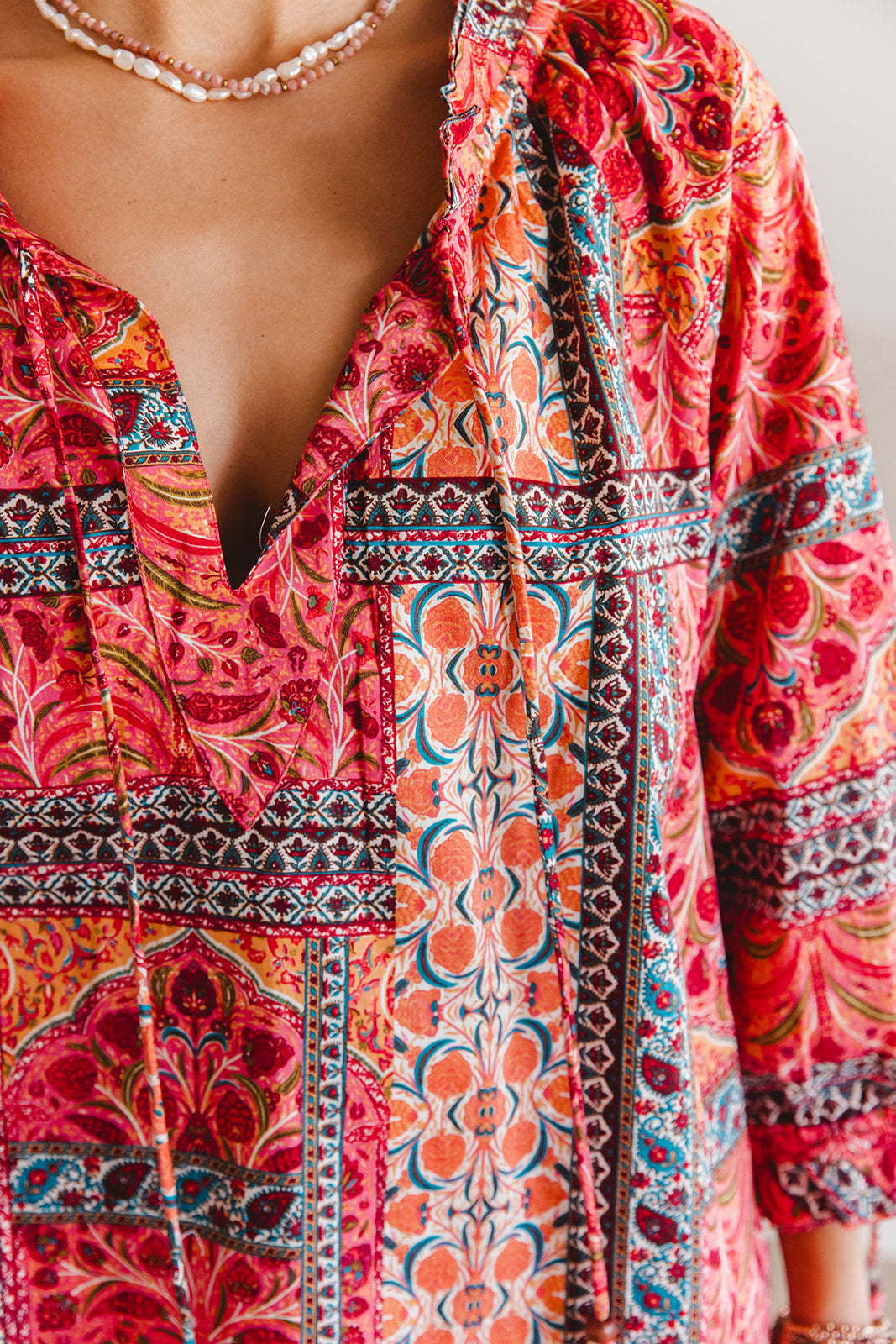 Santorini Top in Temple Print