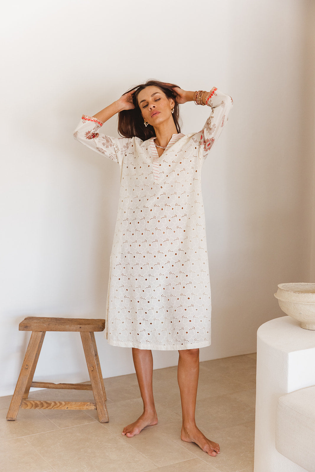 Biba Dress in Temple Embroidery