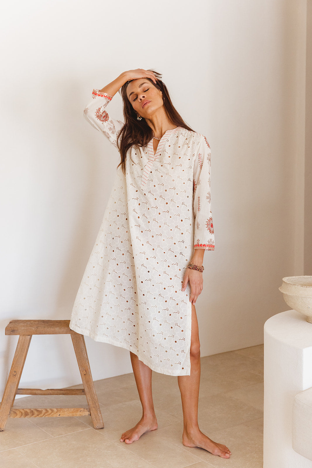 Biba Dress in Temple Embroidery