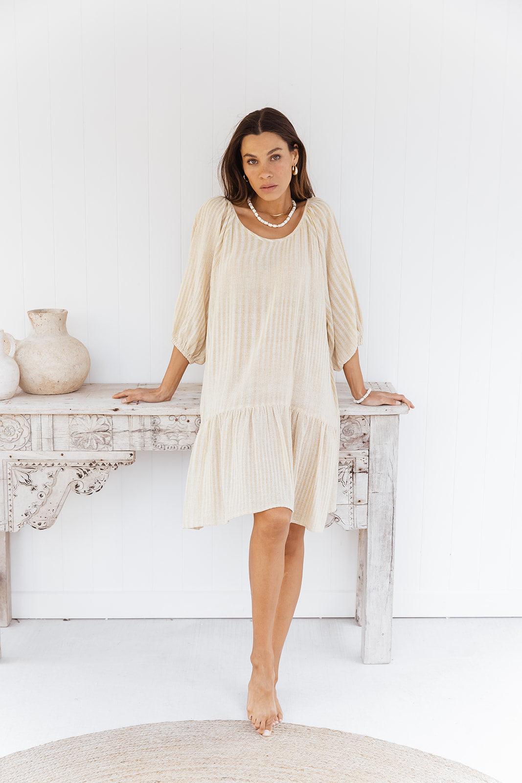 Bella Dress - Sandy Pebble Stripe