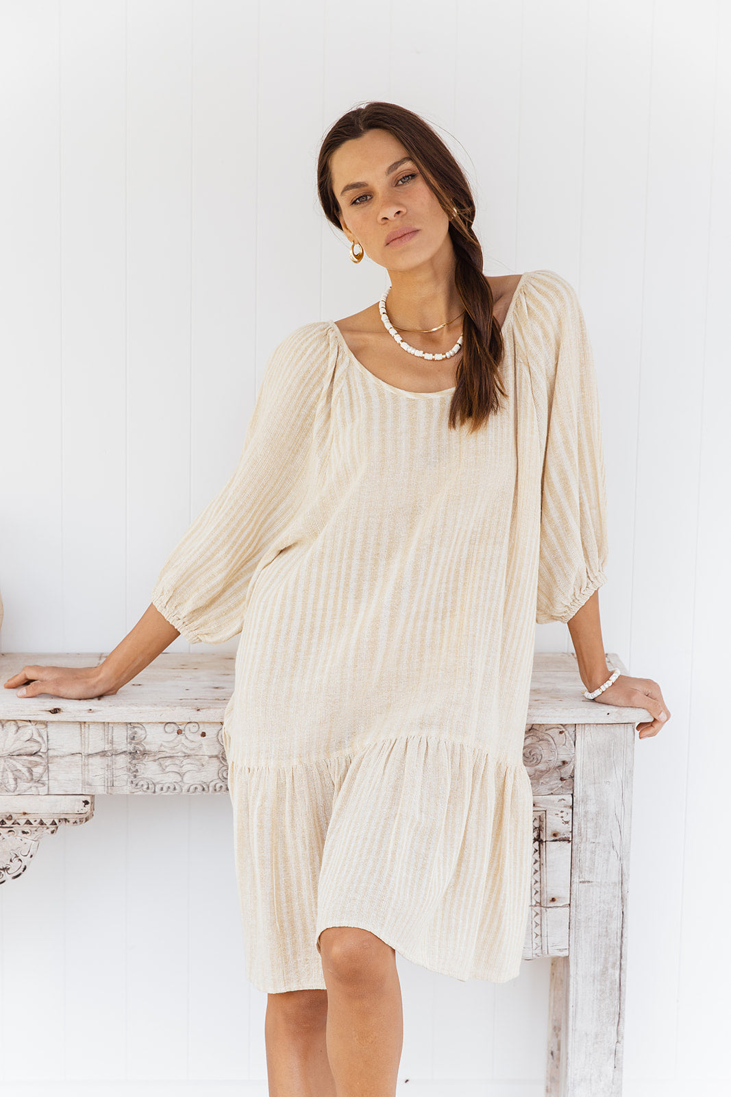 Bella Dress - Sandy Pebble Stripe