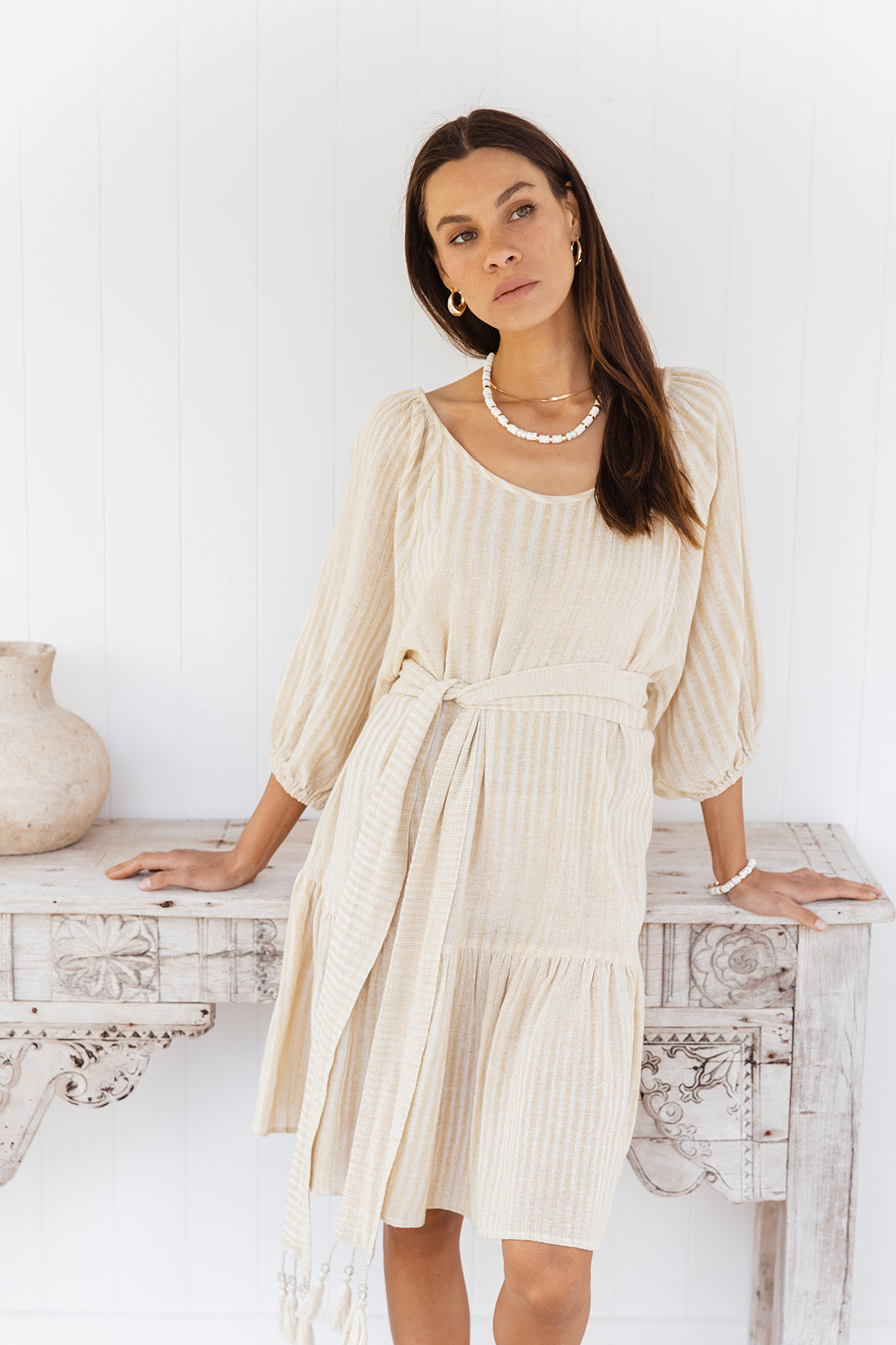 Bella Dress - Sandy Pebble Stripe