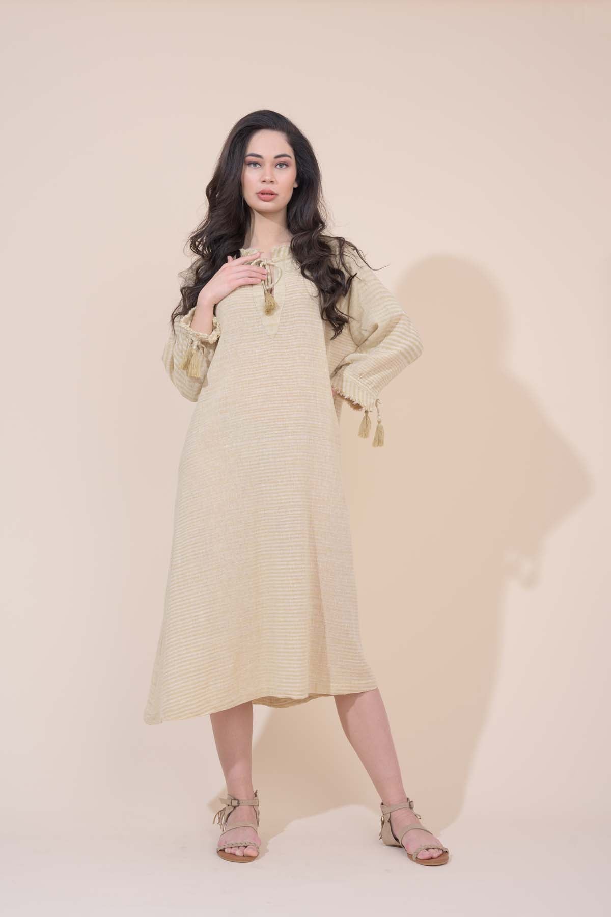 Santorini Dress - Sandy Pebble Stripe