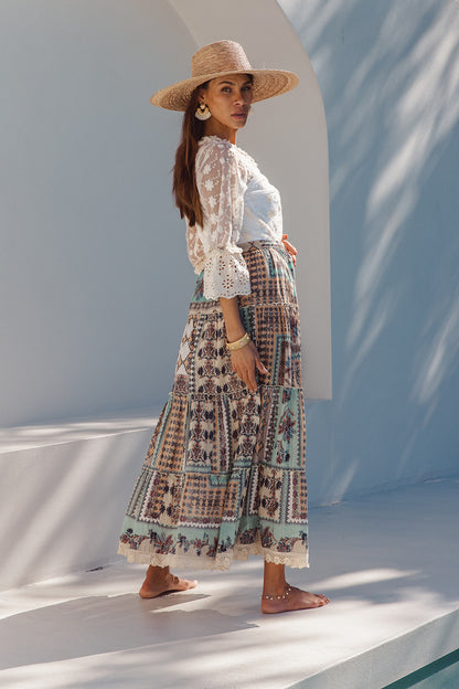 Diva Long Skirt - Taj Print