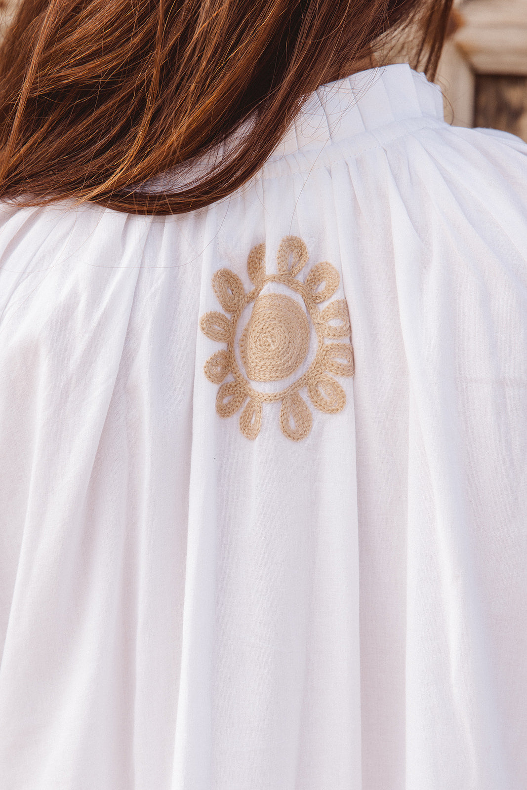 Julia Dress - White  with Imperial Aari Embroidery
