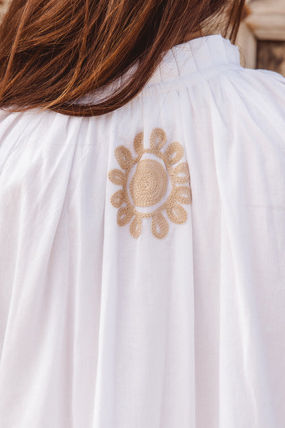 Julia Dress - White  with Imperial Aari Embroidery