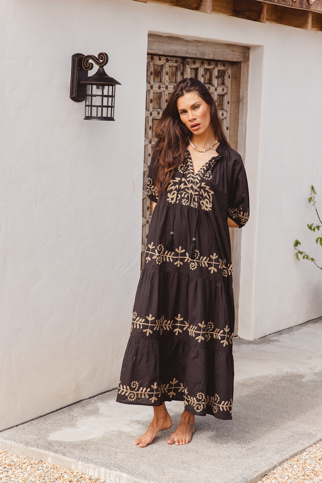 Julia Dress - Black with Imperial Aari Embroidery