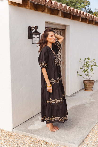 Julia Dress - Black with Imperial Aari Embroidery