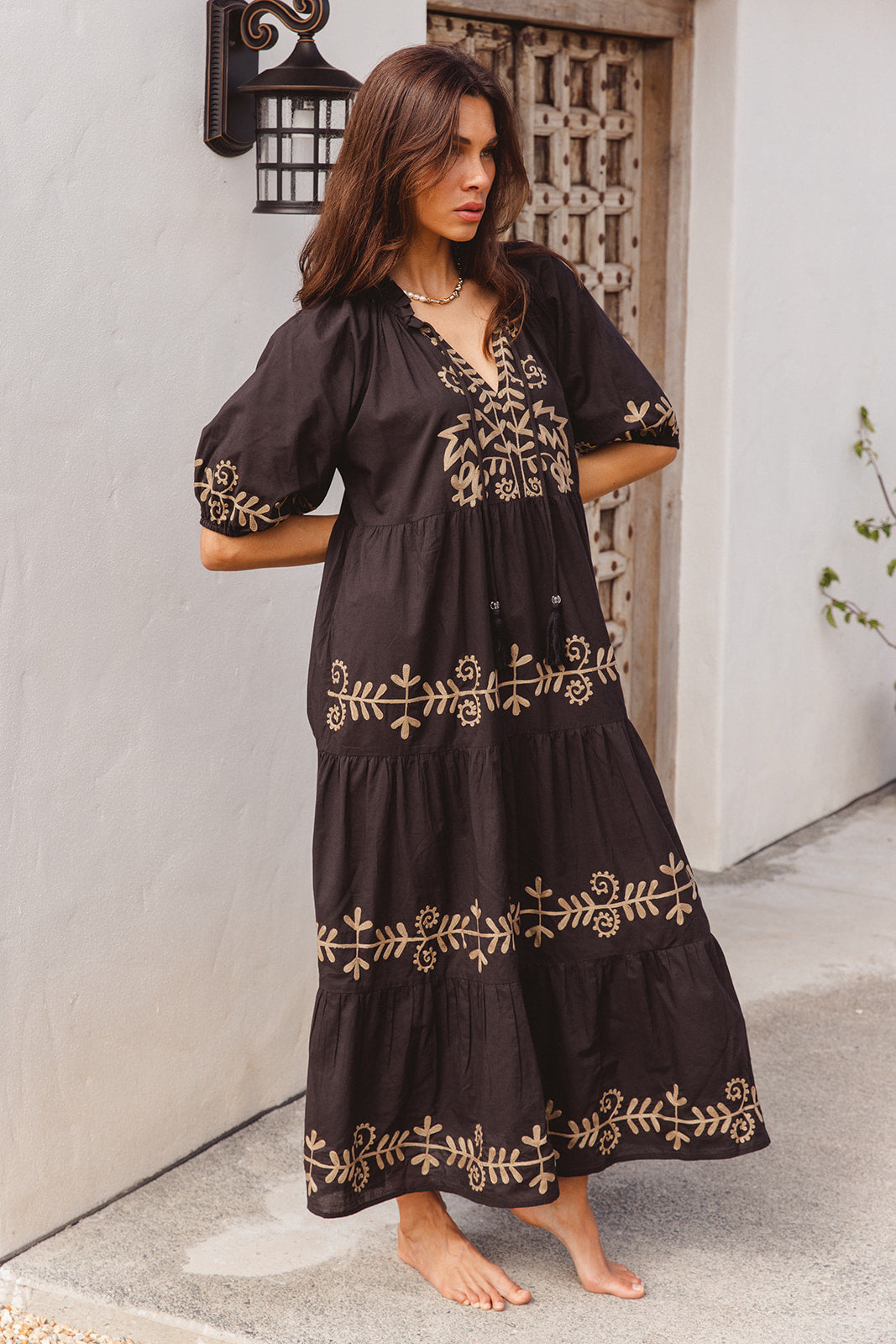 Julia Dress - Black with Imperial Aari Embroidery