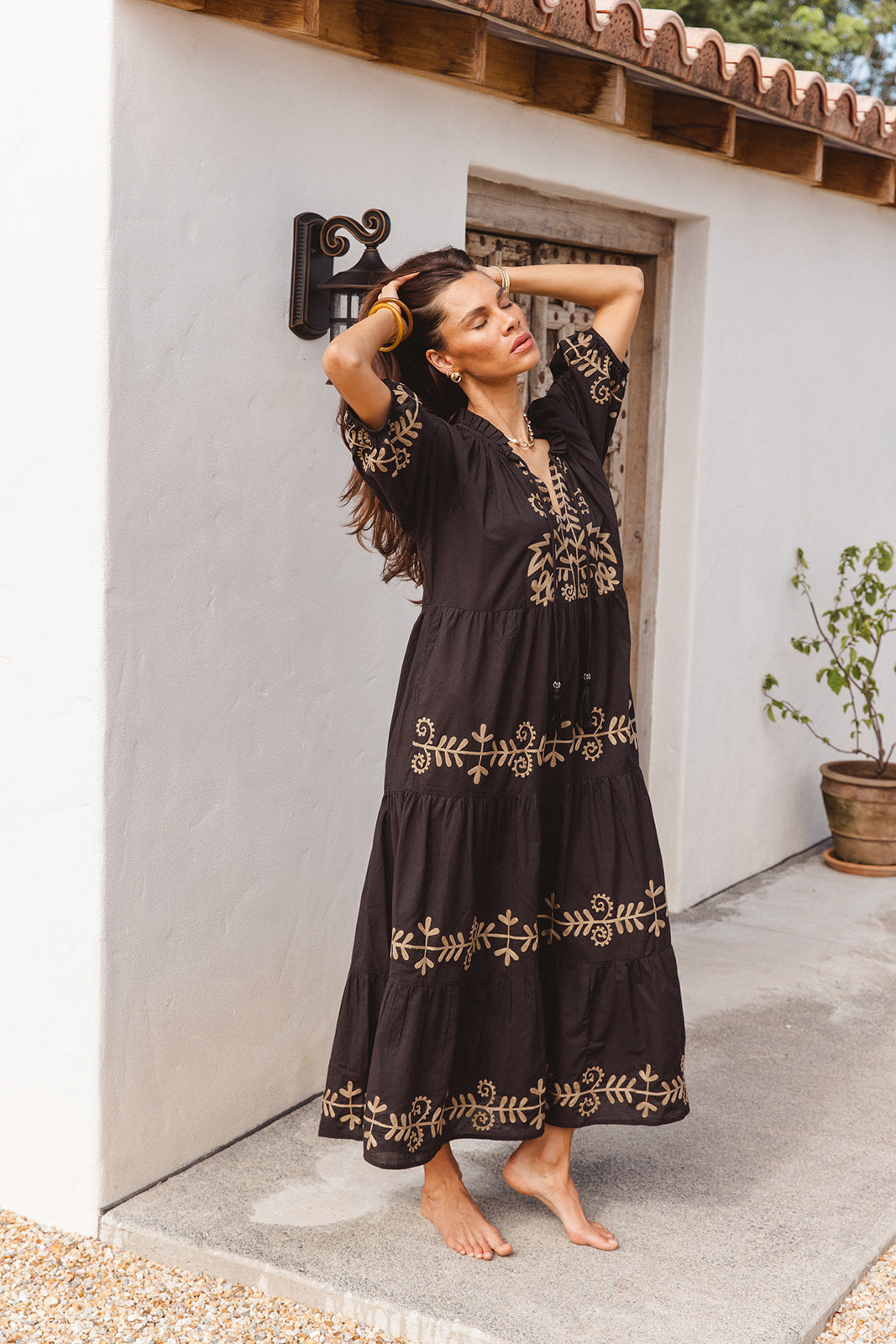 Julia Dress - Black with Imperial Aari Embroidery