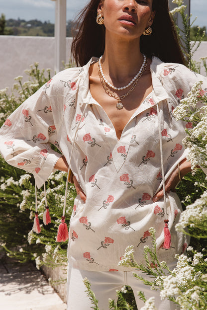 Santorini Top in Desert Roza Print