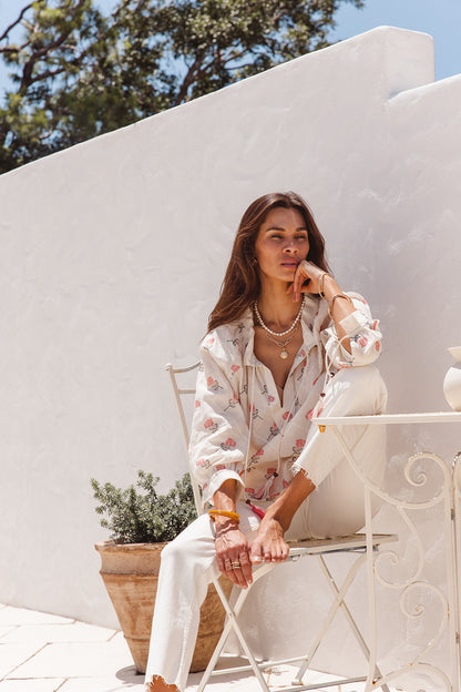 Santorini Top in Desert Roza Print