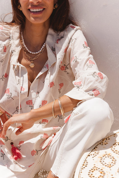 Santorini Top in Desert Roza Print