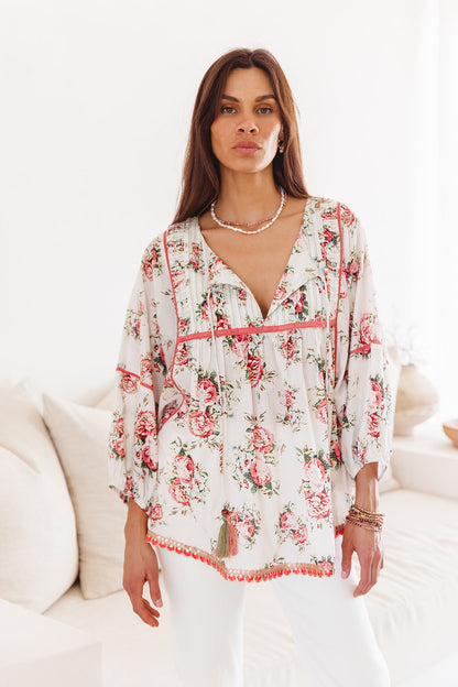 Byron Top in Roza Flower Print