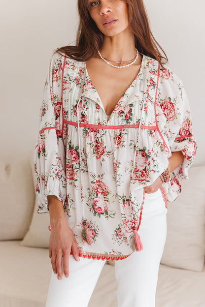 Byron Top in Roza Flower Print