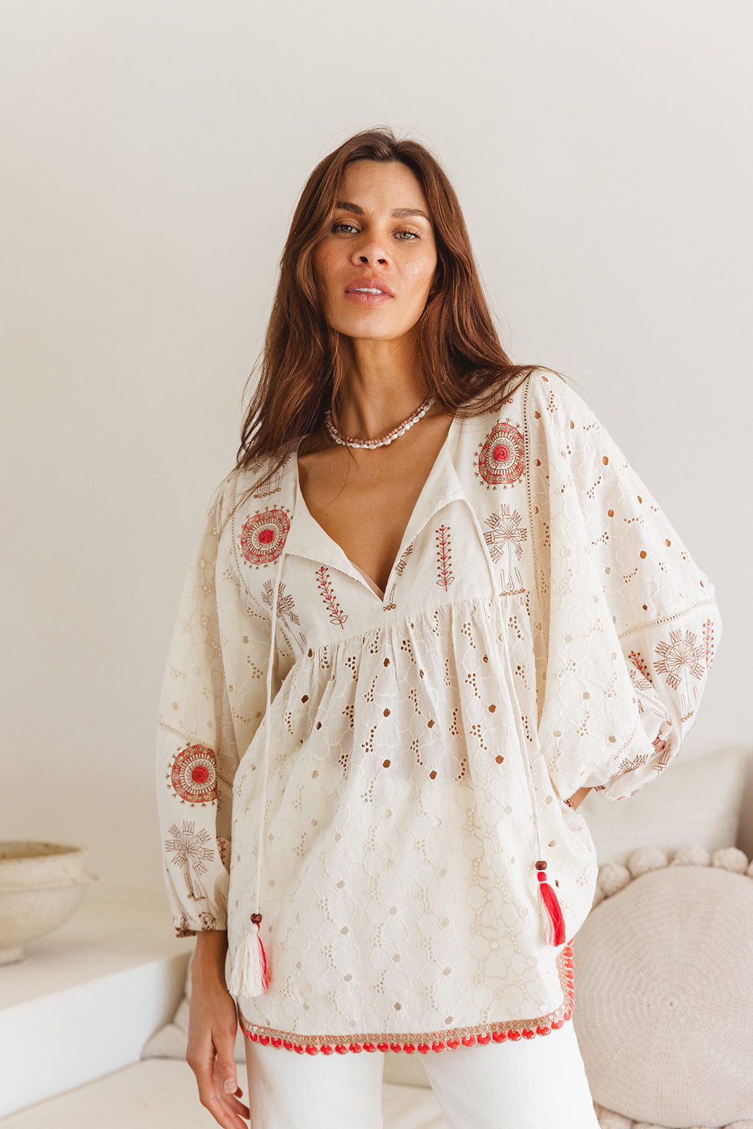 Byron Top in Temple Embroidery