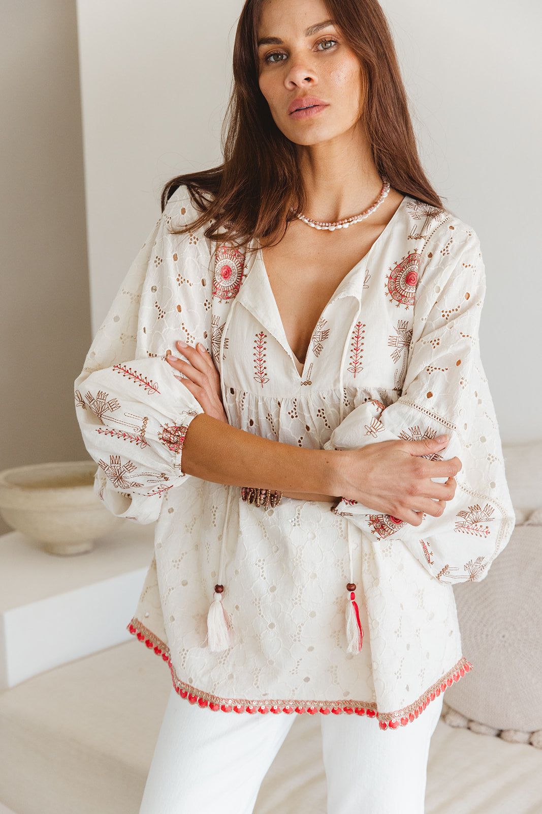 Byron Top in Temple Embroidery