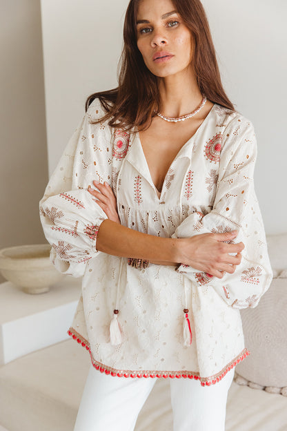 Byron Top in Temple Embroidery