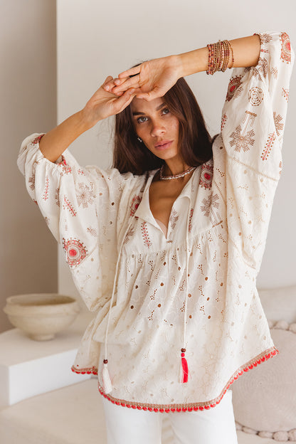 Byron Top in Temple Embroidery