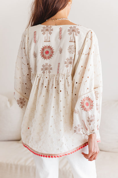 Byron Top in Temple Embroidery