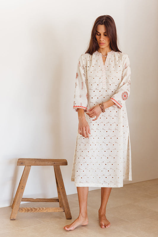Biba Dress in Temple Embroidery