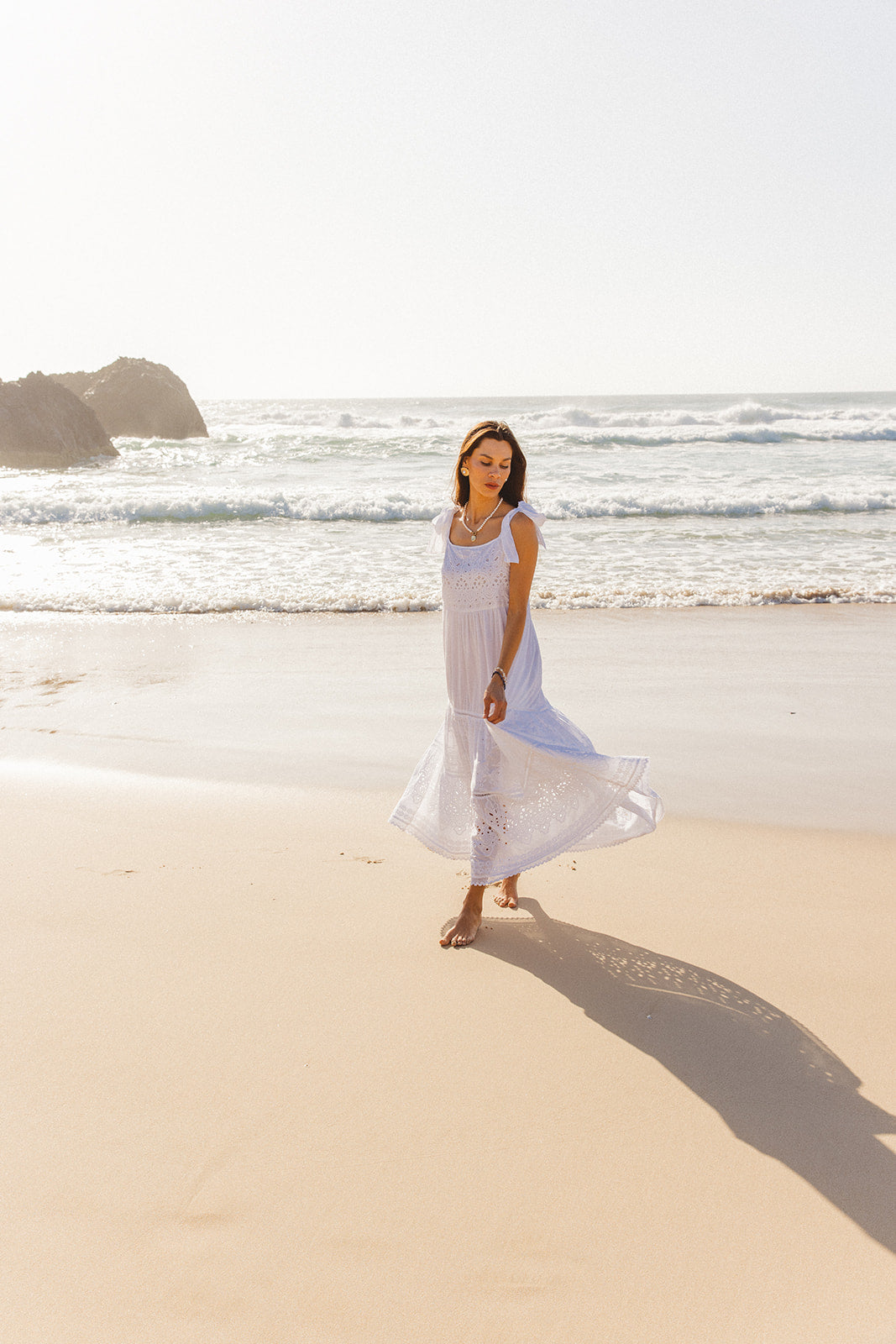Dorris Dress in White Schiffli