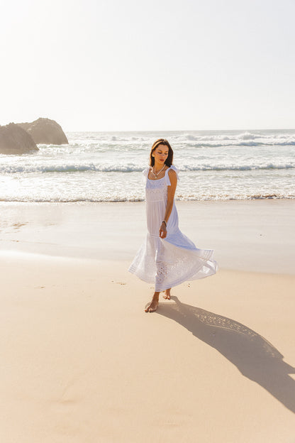Dorris Dress in White Schiffli