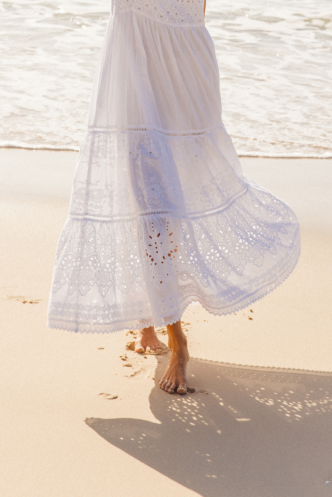 Dorris Dress in White Schiffli