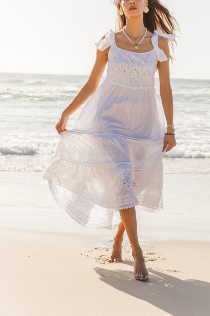 Dorris Dress in White Schiffli