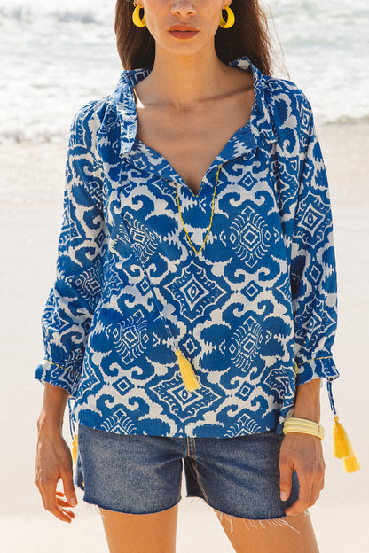 Santorini Top - Amalfi Print