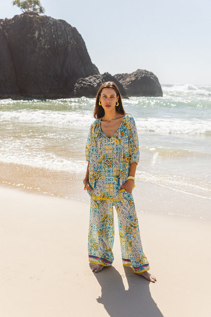 Palmas Pants - Dolce Amalfi Patch Print