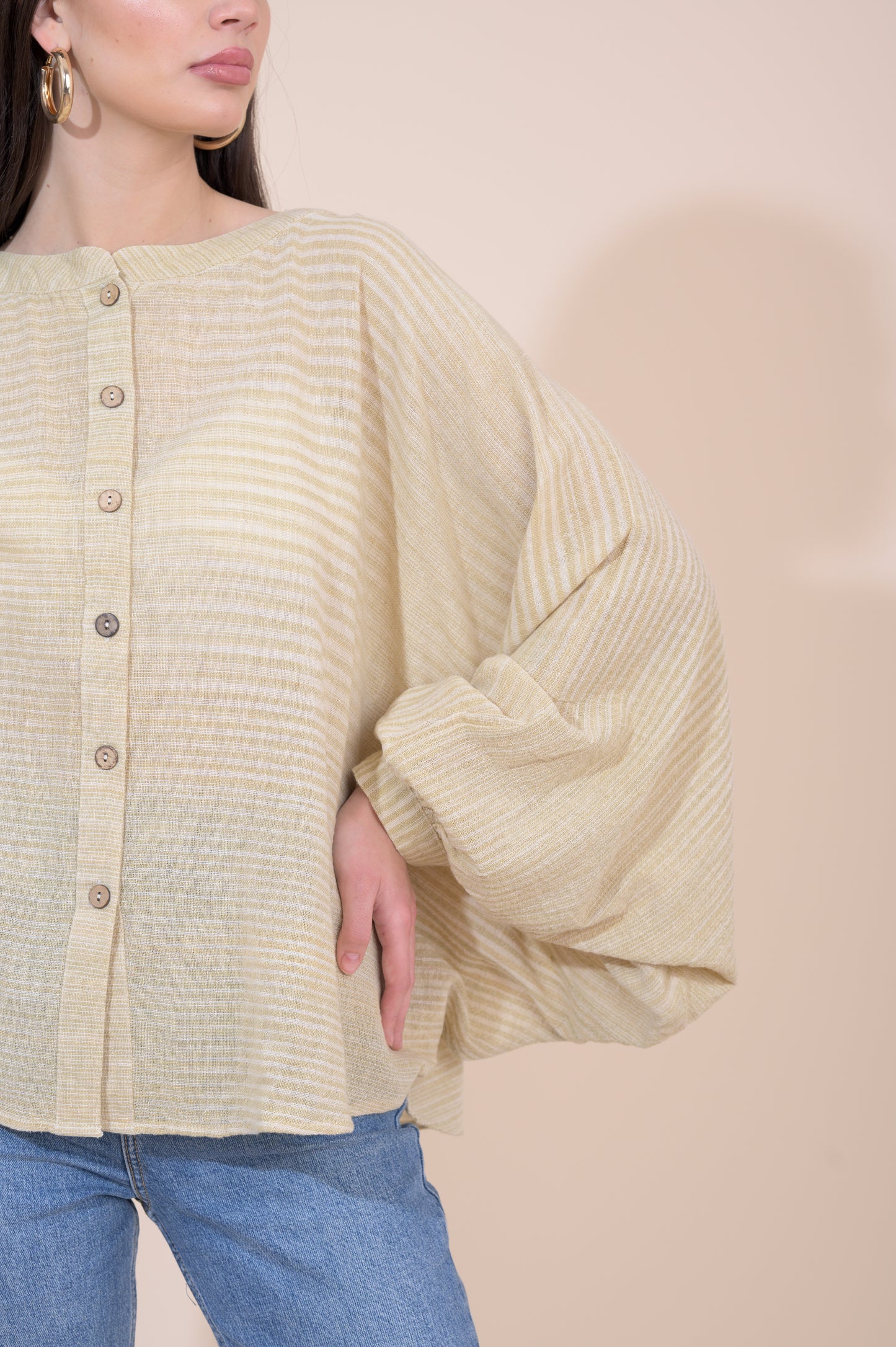 Oxford Shirt -  Sandy Pebble Stripe